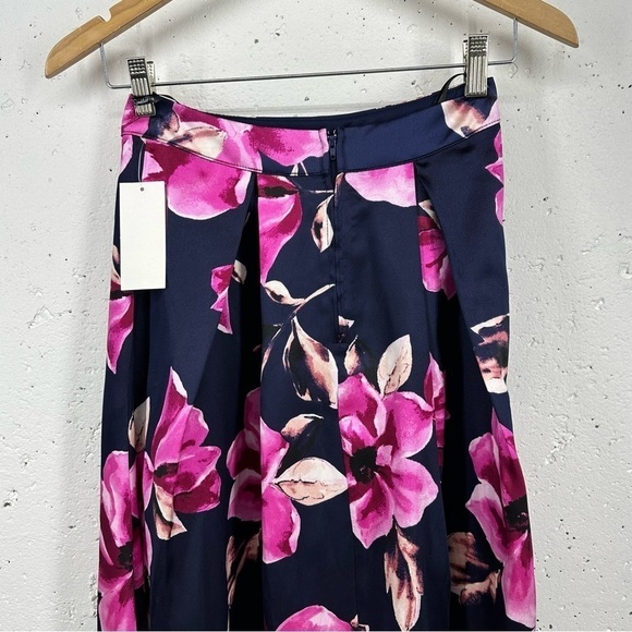 Speechless size 3 Navy Blue & Pink Floral FullMaxi Skirt NEW with tags - Picture 5 of 12